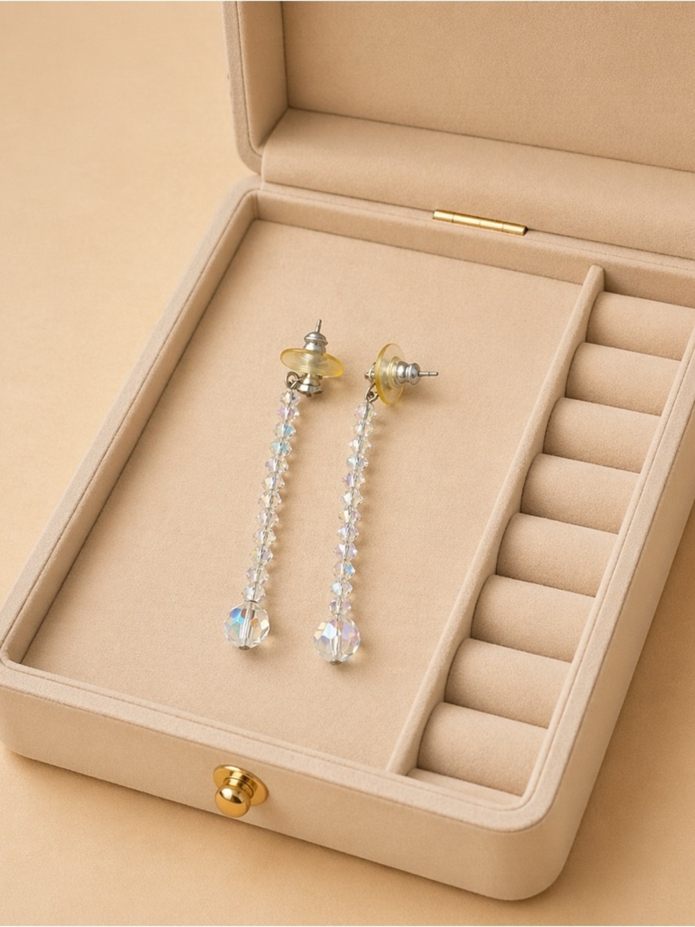 Clear Crystal Drop Earrings Dainty Sparkle Minimal Elegant